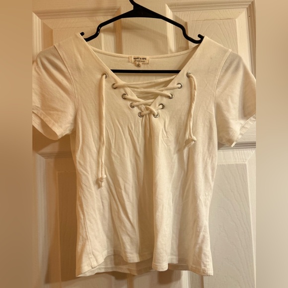 Heart & Hips Tops - Women's White Lace-Up Top
